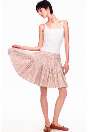 Memory Metallic Wire Crinkled A-Line Skirt