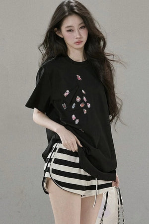 Meow-Chan Print Oversized Blouse