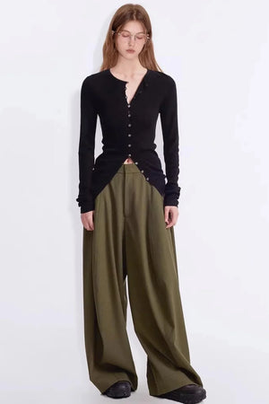 Merino Wool Button Cardigan Top