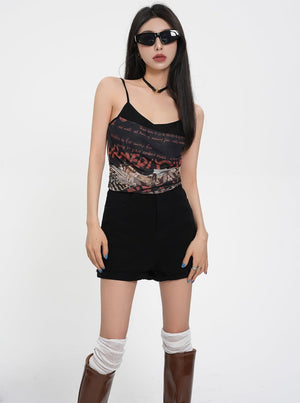 Mesh Letter Stitching Top