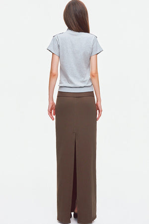 Metal Button Military Epaulet Knit Top