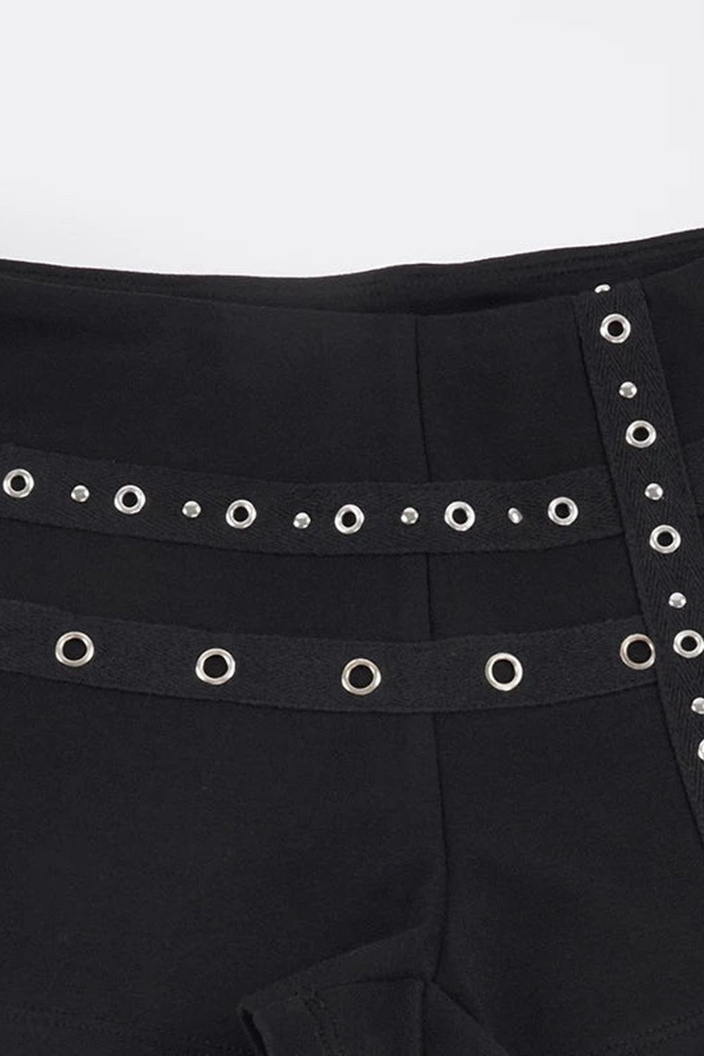 Metal Rivet Cross Strap Low-Waist Shorts