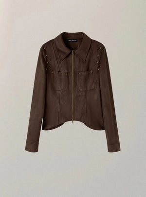 Metal Zipper Shirt Jacket