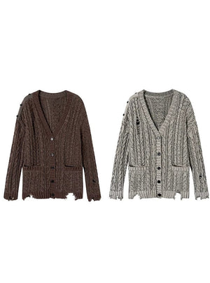 Midi slouchy knitted cardigan with skirt set