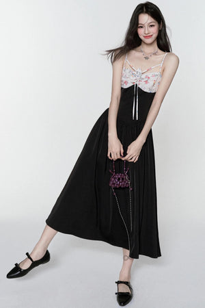 Midnight Satin Halter Dress