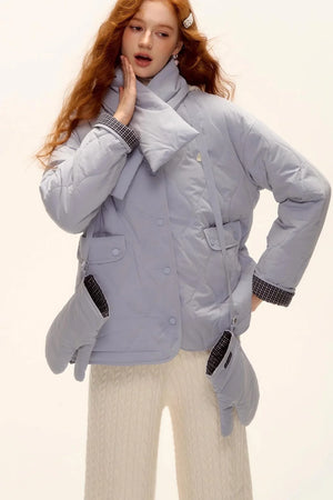Milk Blue Plaid Cotton Jacket Set