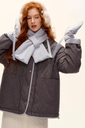 Milk Blue Plaid Cotton Jacket Set