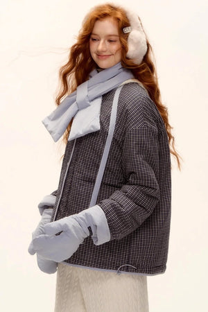 Milk Blue Plaid Cotton Jacket Set