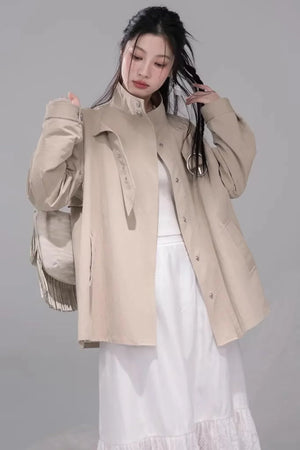 Milk Tea Cape Trench Coat
