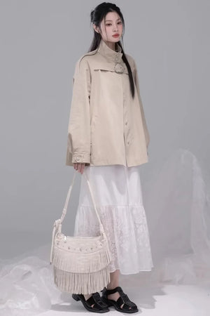 Milk Tea Cape Trench Coat