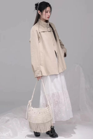 Milk Tea Cape Trench Coat