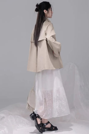Milk Tea Cape Trench Coat