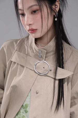 Milk Tea Cape Trench Coat