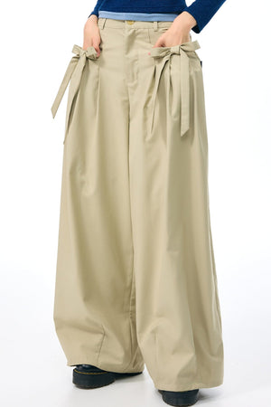 Milky Apricot Wide-Leg Pants