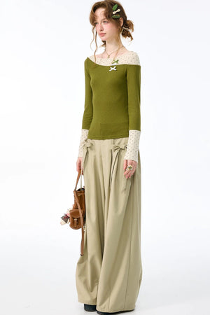 Milky Apricot Wide-Leg Pants