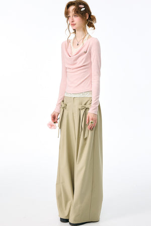 Milky Apricot Wide-Leg Pants