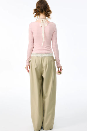 Milky Apricot Wide-Leg Pants