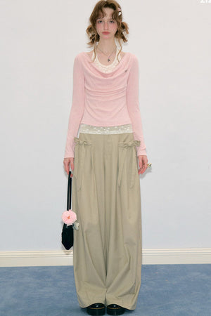 Milky Apricot Wide-Leg Pants