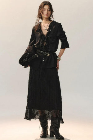 Minimalist Ruffle Black Shirt