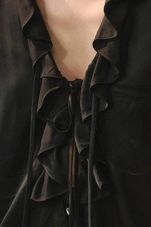 Minimalist Ruffle Black Shirt