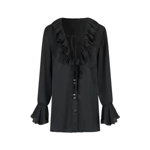 Minimalist Ruffle Black Shirt