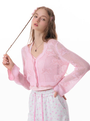 Mint Bow Sunscreen Knit Cardigan Coat