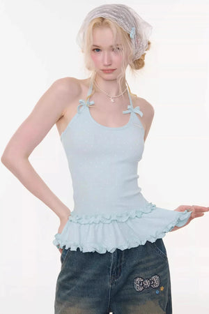 Mint Candy Lace Polka Dot Top