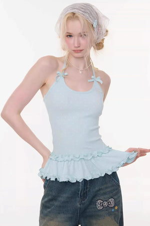 Mint Candy Lace Polka Dot Top