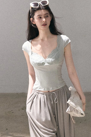 Mint Green Lace Slim Top