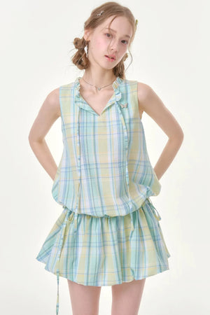 Mint Green Plaid Dress