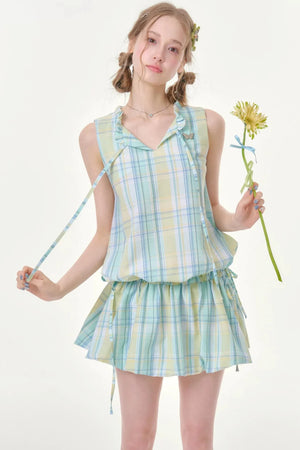 Mint Green Plaid Dress