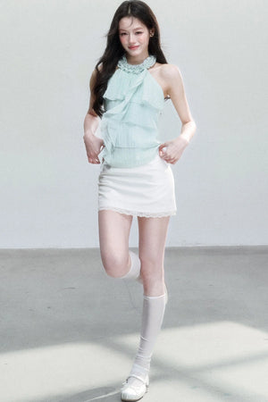 Mint Polka Dot Halter Top Set-Up
