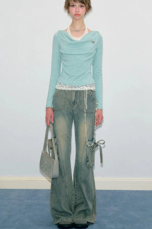 Mist Blue-Green Knitted Top