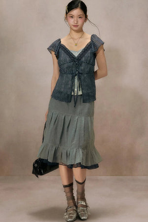 Mist Blue Lace Blouse