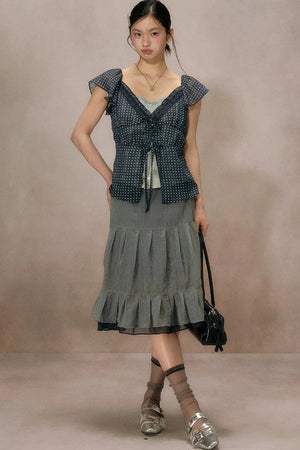 Mist Blue Lace Blouse