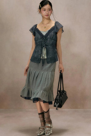 Mist Blue Lace Blouse