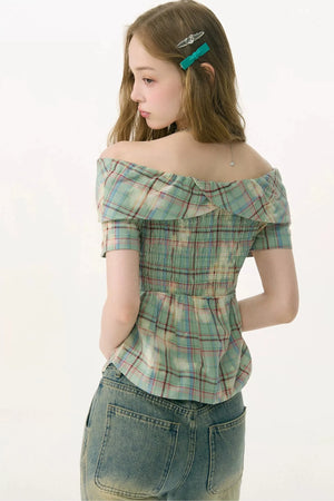 Mist Green Off-Shoulder Blouse