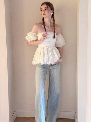 Mist Rose French One-Shoulder Shirt