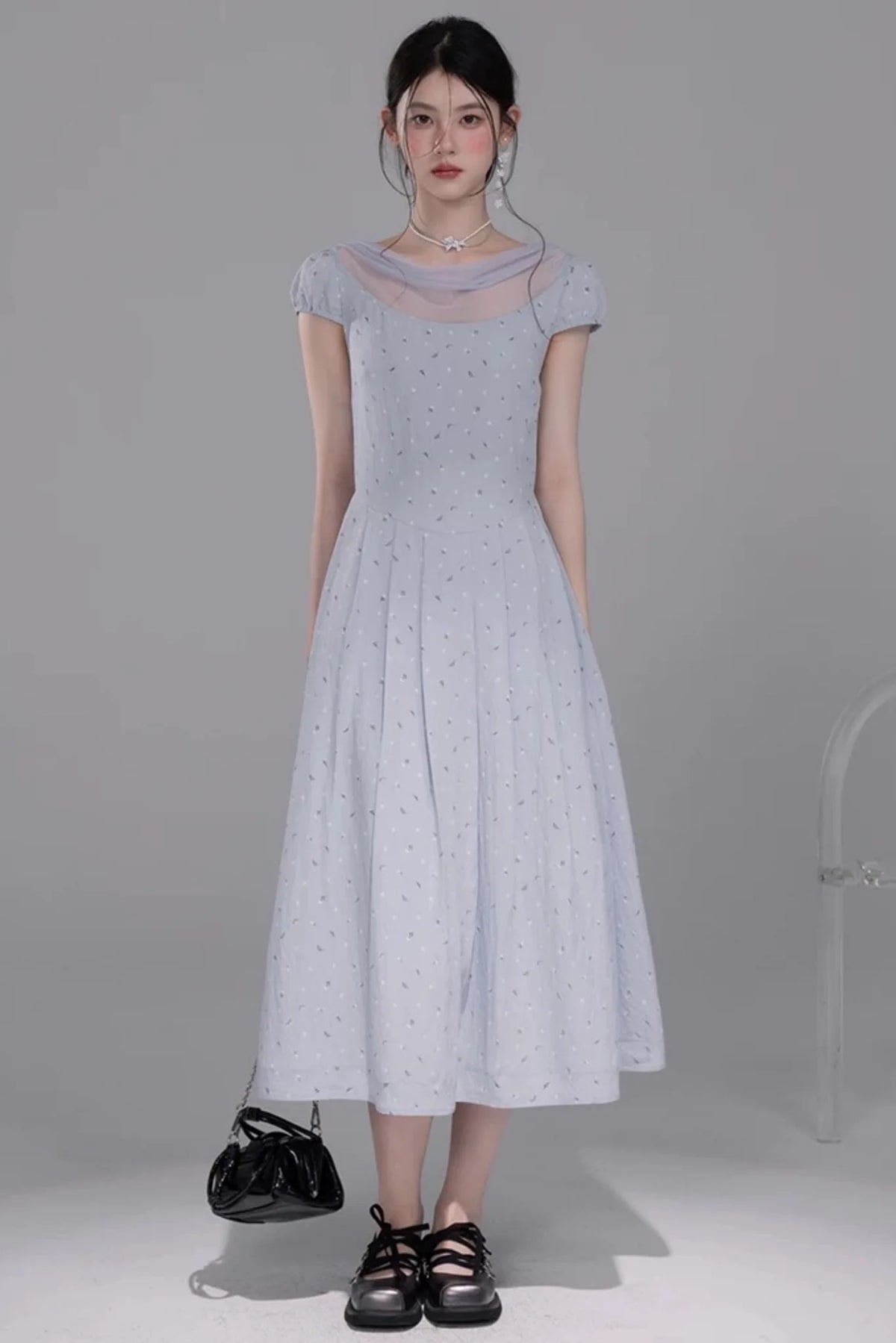 Misty Blue Floral Dress