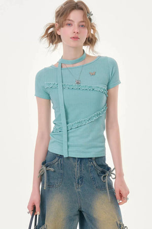 Misty Pleats Lace T-Shirt