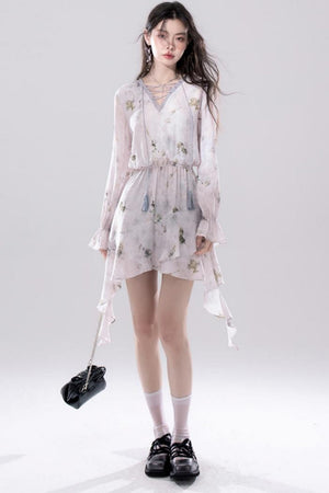 Misty V-Neck Tie-Dye Dress