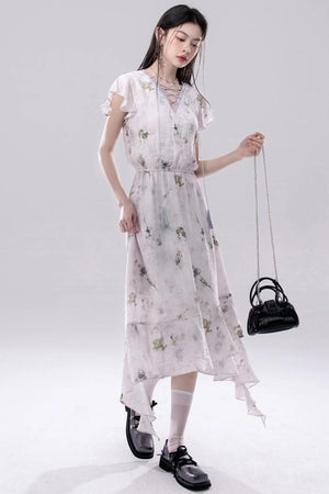 Misty V-Neck Tie-Dye Dress