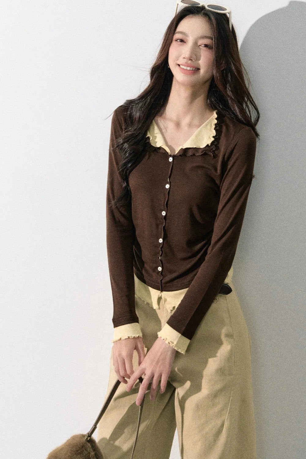 Miu-Style Collared Knit Sweater