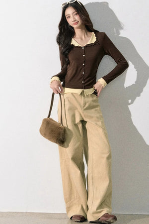 Miu-Style Collared Knit Sweater