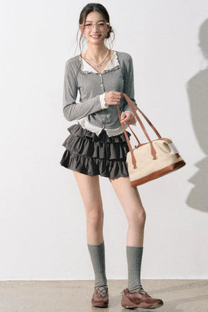 Miu-Style Collared Knit Sweater