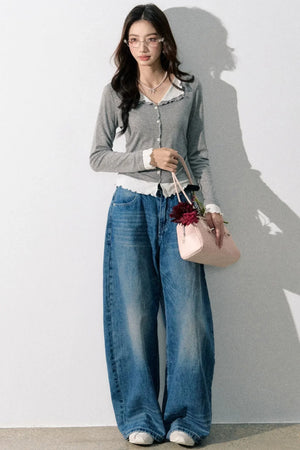 Miu-Style Collared Knit Sweater