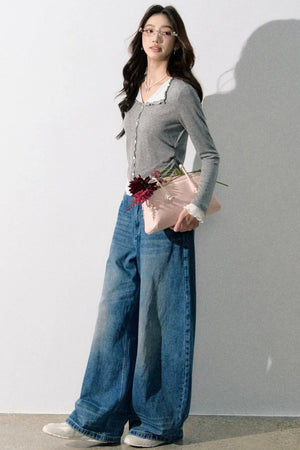 Miu-Style Collared Knit Sweater