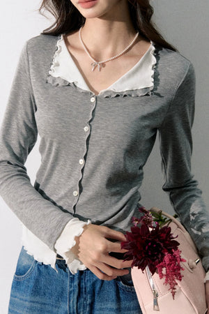Miu-Style Collared Knit Sweater