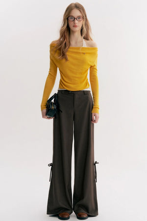 Mocha Handmade Upright System Wide-Leg Suit Pants