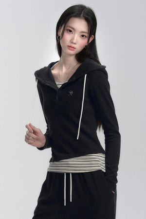 Mock Two-Piece Hooded Set-Up